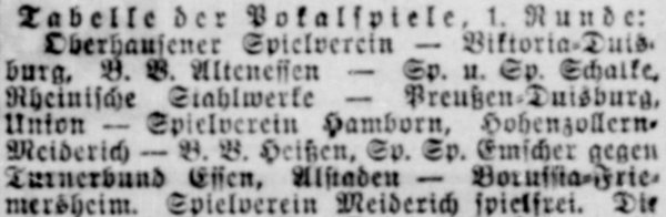 1914 Tabelle Notfallspiele