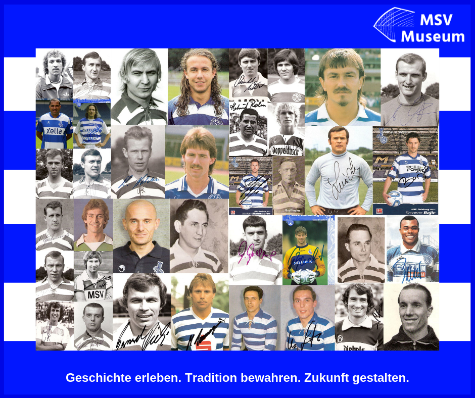 Alle Spieler (ab 1902) des MSV Duisburg auf Portraitwänden präsentieren